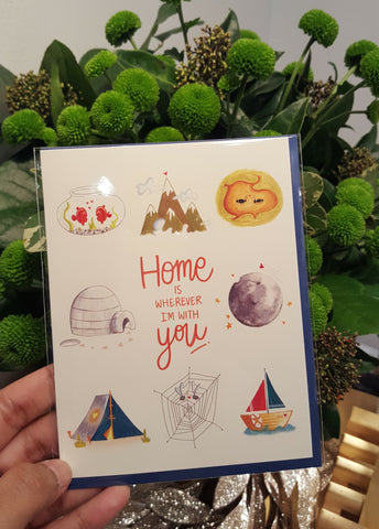 home is wherever i'm with you - green bean studio love card