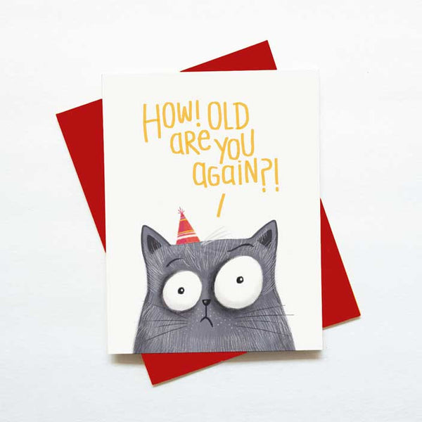 Funny cat birthday card - how old are you again?! 