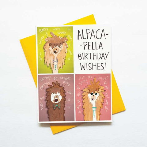 singing alpaca cute and funny birthday card