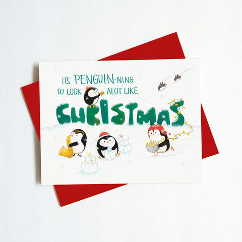 cute penguin holiday card