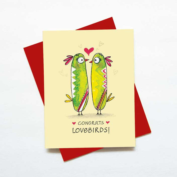congrats lovebirds cute engagement wedding card - green bean studio